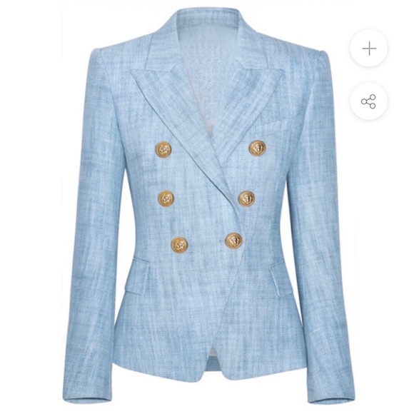 Love Labels Denim Gold Button Blazer size M- L - Picture 2 of 7